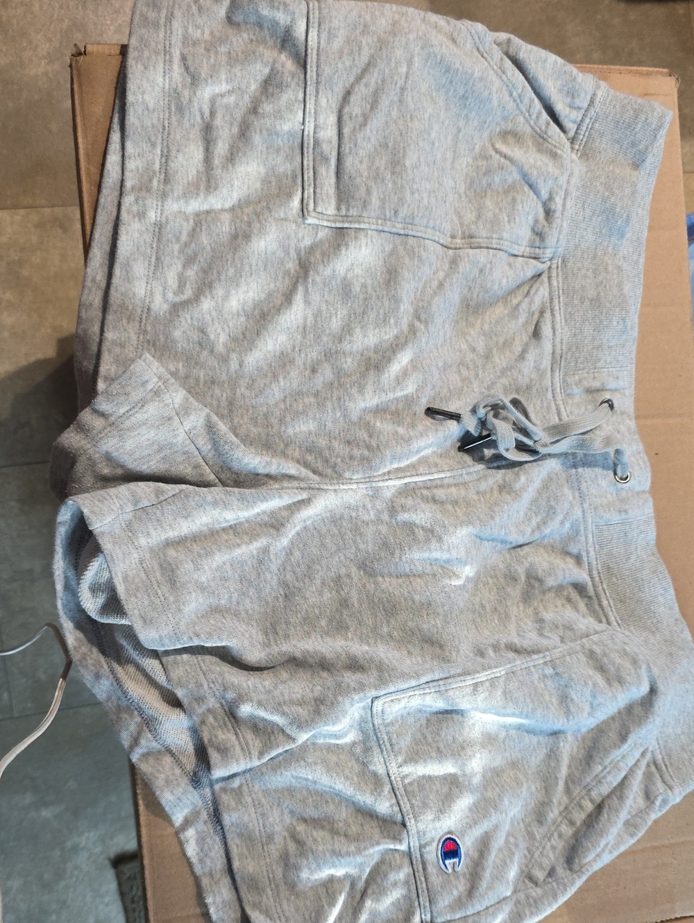 Champion Light Gray Women's Sweatshorts with Logo